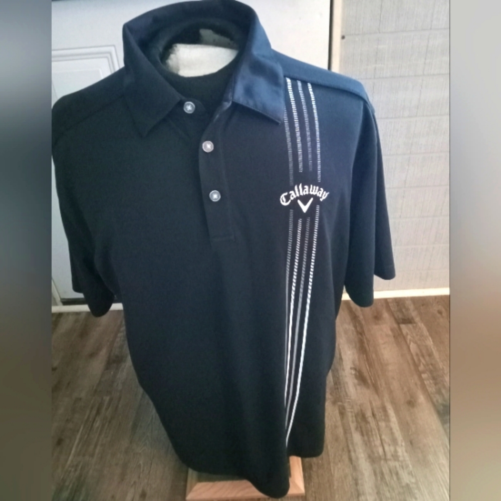 Callaway Men's Black Polo Short Sleeve Golf Shirt.     FF254